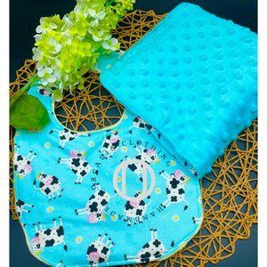 Cow Print Baby Bip and Burp Cloth Set